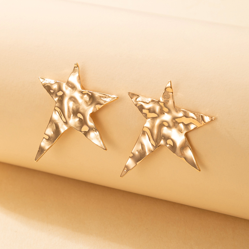 Simple Fashion Star Golden Five-pointed Star Earrings display picture 2