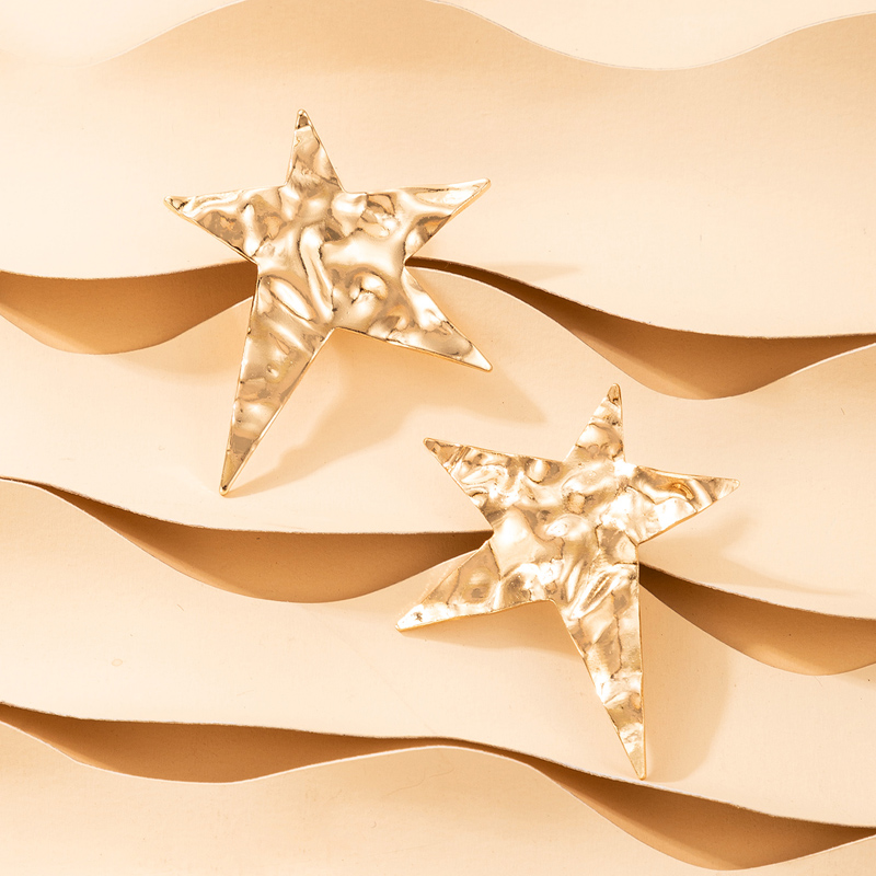 Simple Fashion Star Golden Five-pointed Star Earrings display picture 3