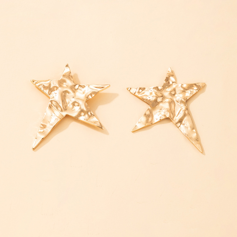 Simple Fashion Star Golden Five-pointed Star Earrings display picture 4