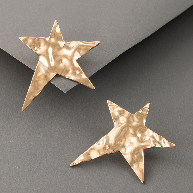 Simple Fashion Star Golden Five-pointed Star Earrings display picture 8