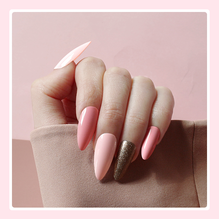 Fashion Long-pointed Almond Round Head Gold Powder Nail Nail display picture 3