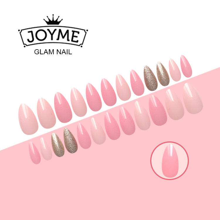 Fashion Long-pointed Almond Round Head Gold Powder Nail Nail display picture 4