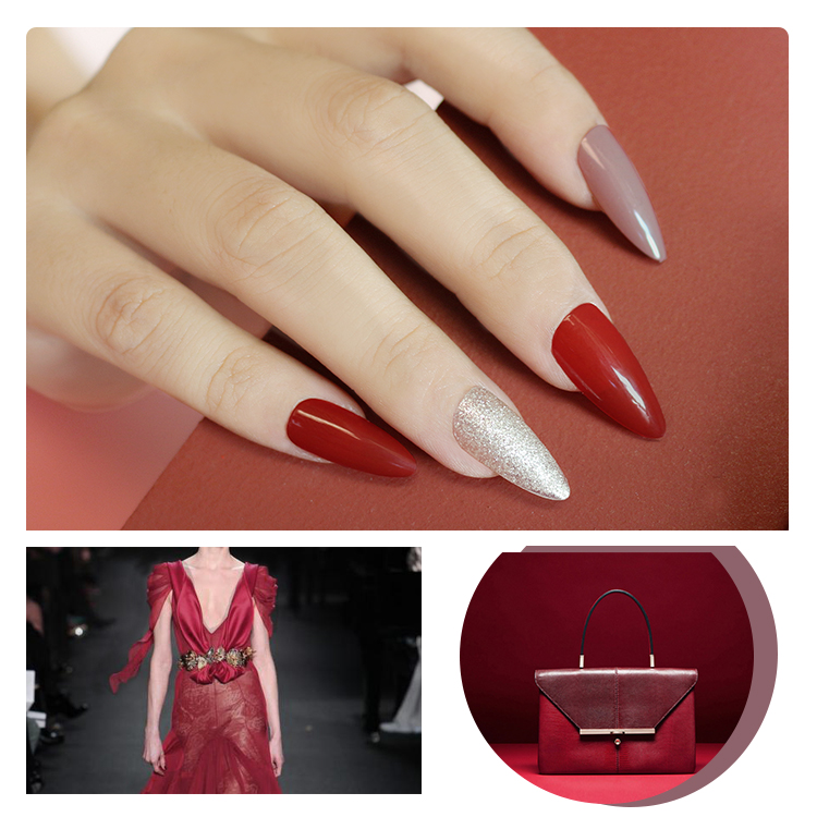 Fashion Bean Paste Color Pointed Long Nail Pieces Finished display picture 2