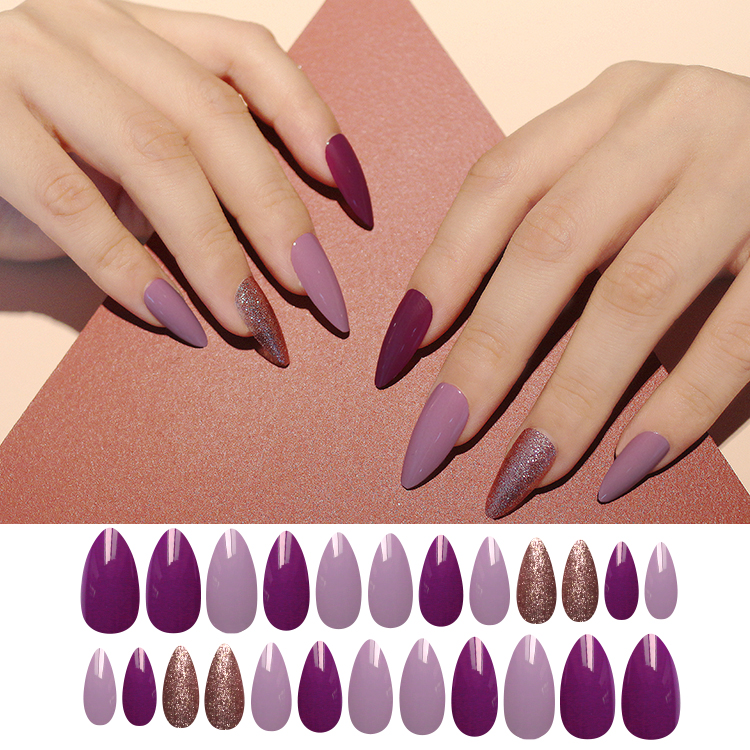 Longs Morceaux D&#39;ongles Pointus Violets De Poudre D&#39;oignon De Mode Finis display picture 1