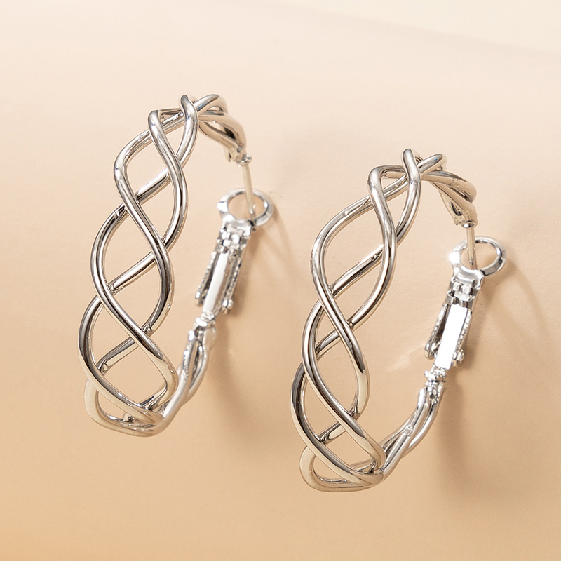 Simple C-shaped Twist Circle Geometric Alloy Earrings display picture 3