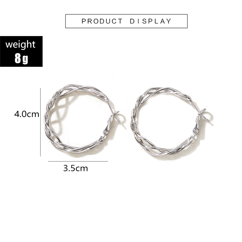 Simple C-shaped Twist Circle Geometric Alloy Earrings display picture 7