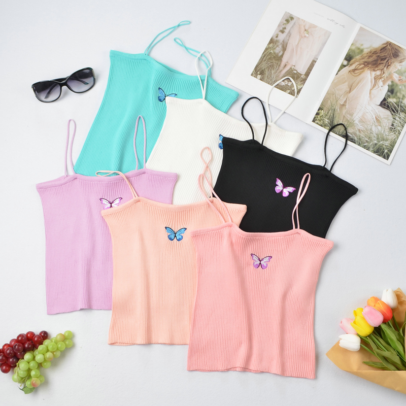 Fashion Butterfly Embroidery Knitted Camisole display picture 2
