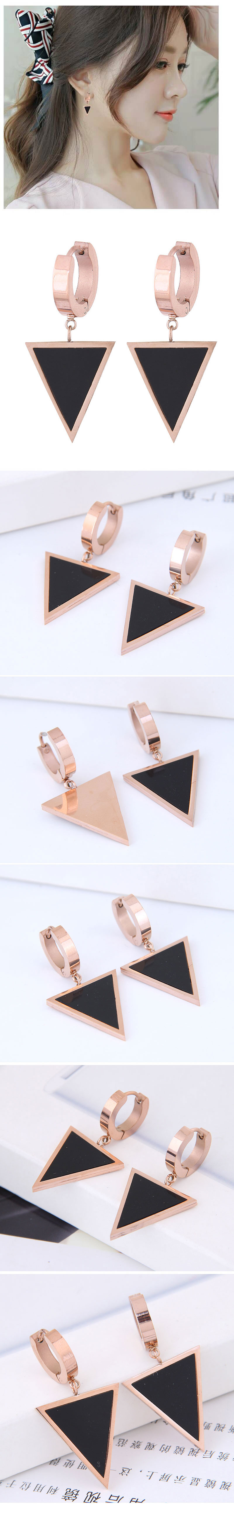Fashion Titanium Steel Black Triangle Stud Earrings display picture 1