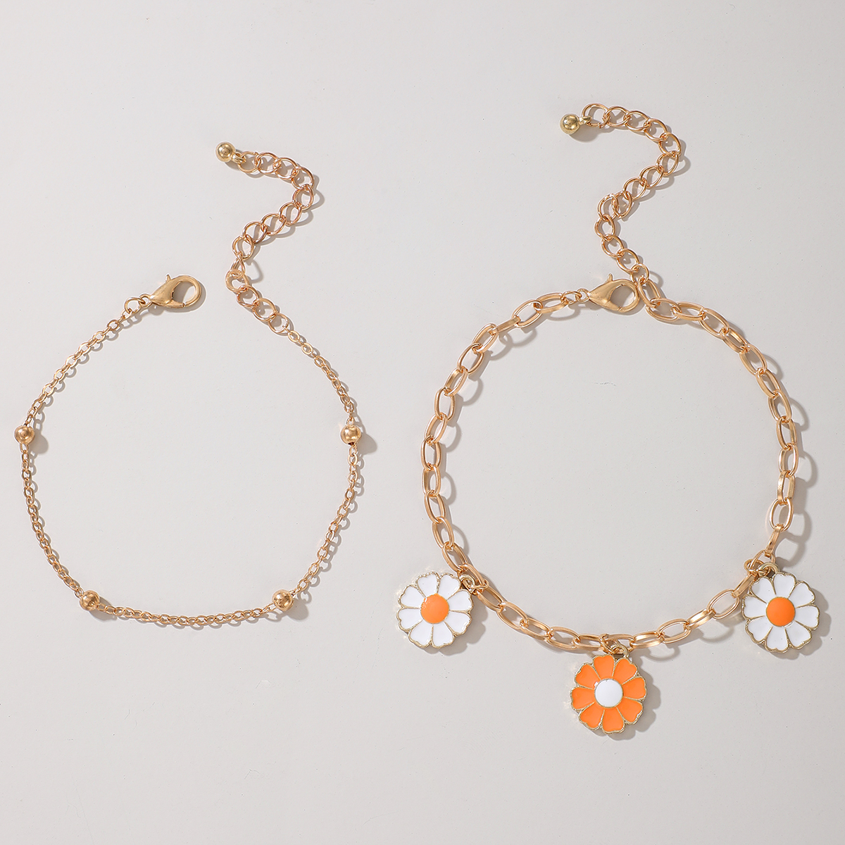 Simple Flower Small Daisy Anklet 2-piece Set display picture 2