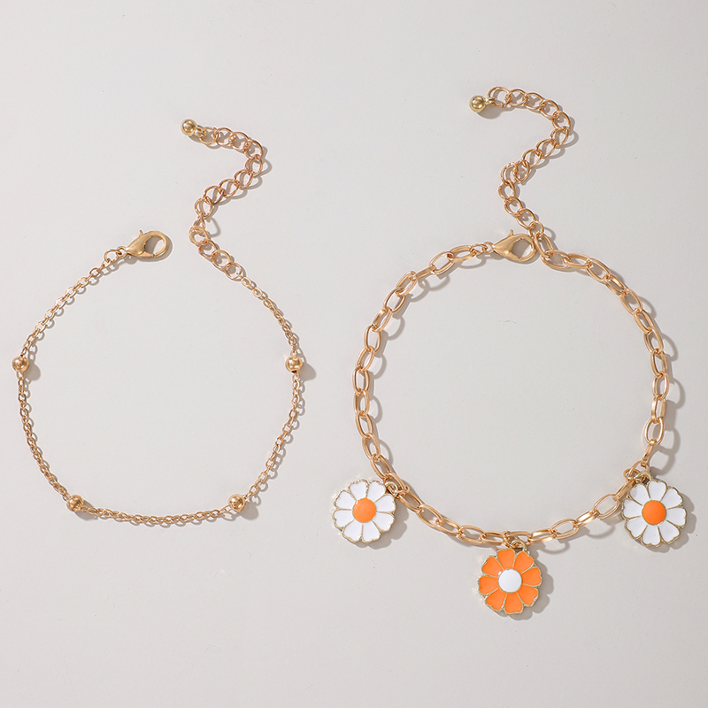 Simple Flower Small Daisy Anklet 2-piece Set display picture 3
