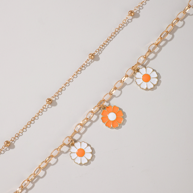 Simple Flower Small Daisy Anklet 2-piece Set display picture 4