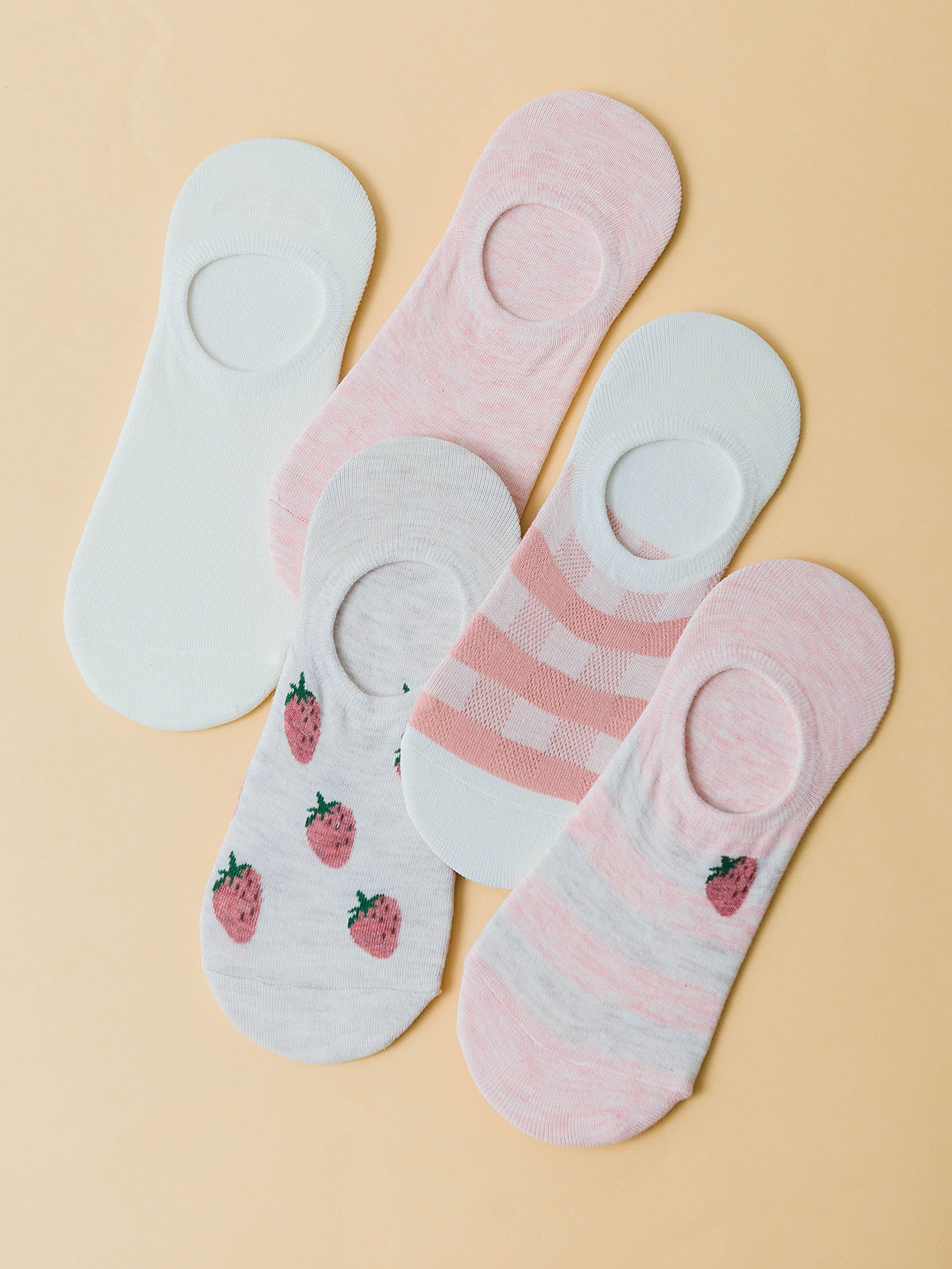 Strawberry Pattern Set Fresh Women's Shallow Mouth Socks 5 Pairs display picture 9