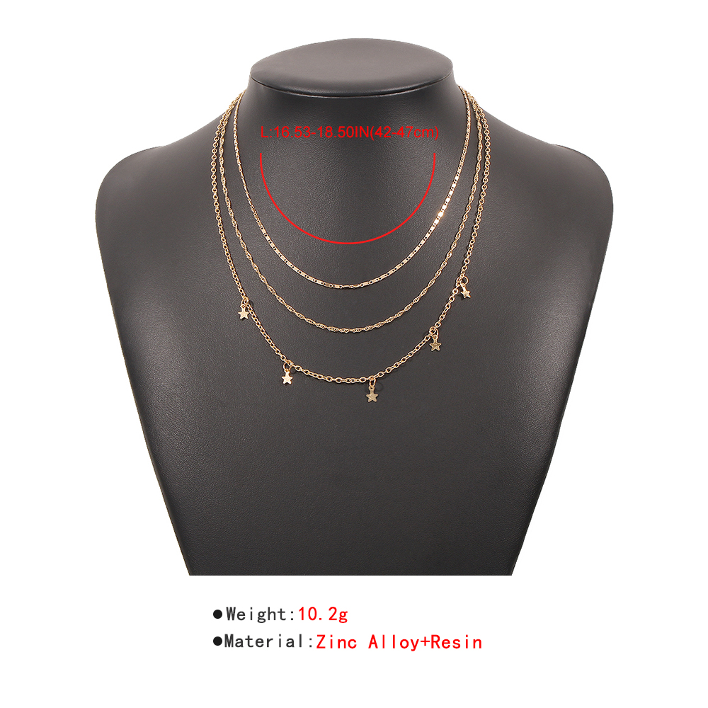 Punk Alloy Five-pointed Star Multilayer Necklace display picture 5