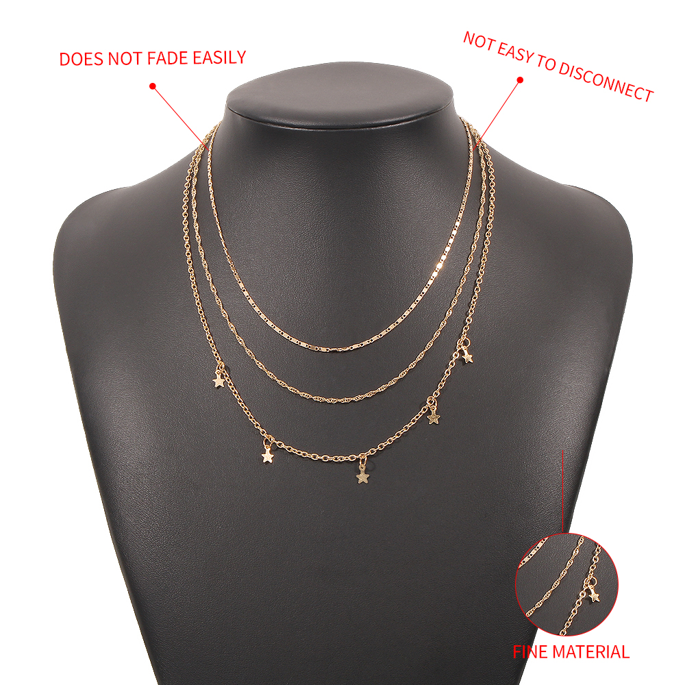 Punk Alloy Five-pointed Star Multilayer Necklace display picture 6