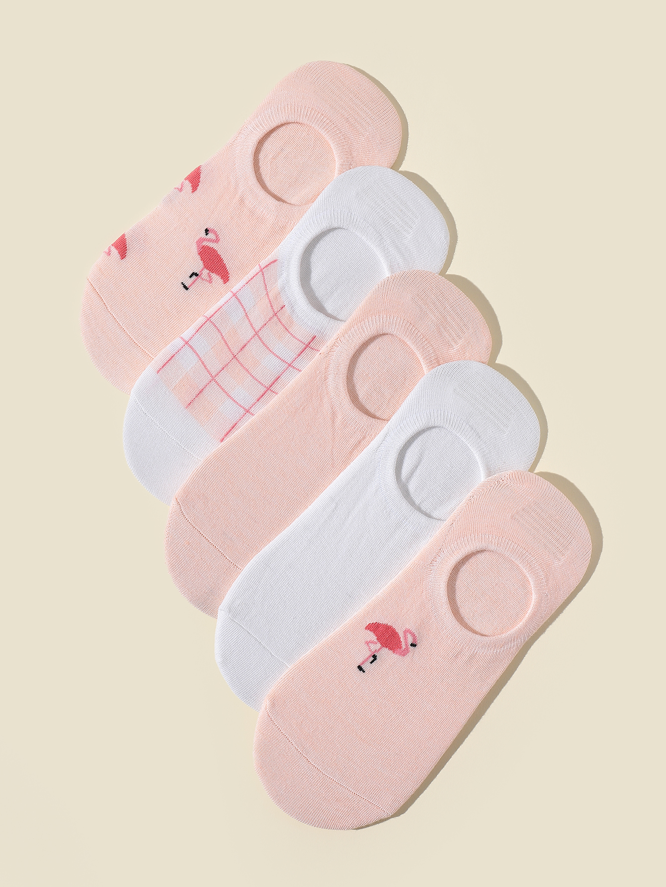 Fashion Auspicious Flamingo Invisible Socks 5 Pairs Set display picture 2