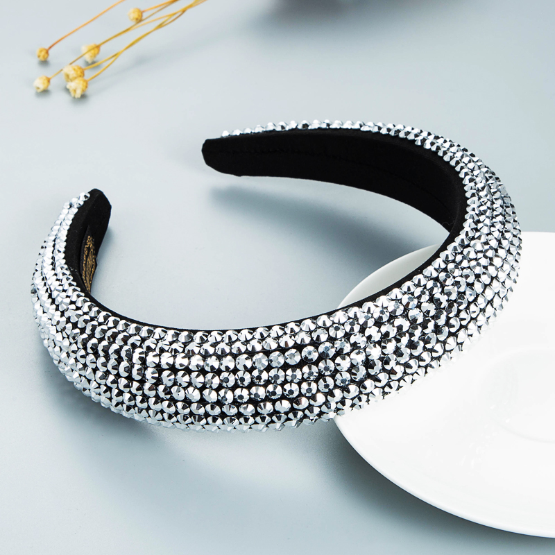 Wholesale Nihaojewelry Wide-sided Thickened Sponge Headband Diamond-studded Baroque Crystal Headband display picture 4