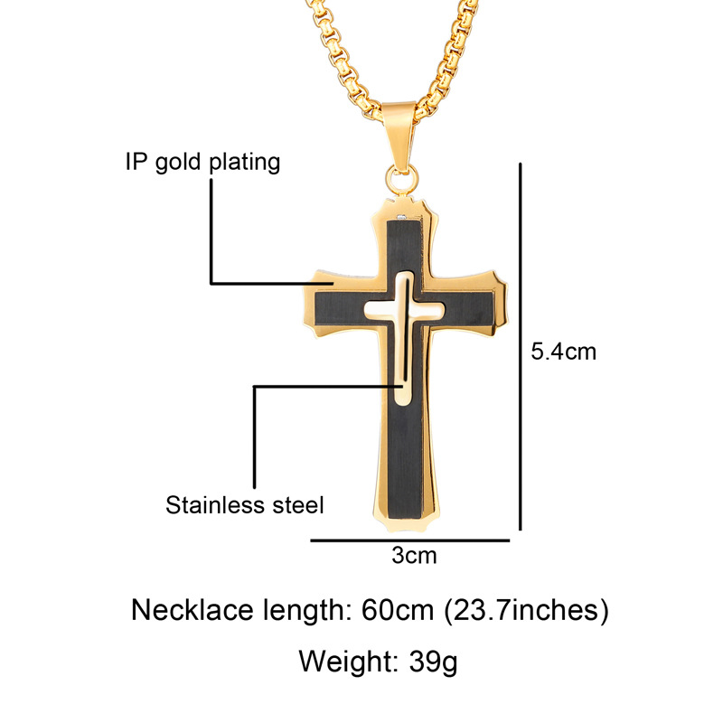 Hip-hop Cross Stainless Steel Pendant Necklace display picture 2