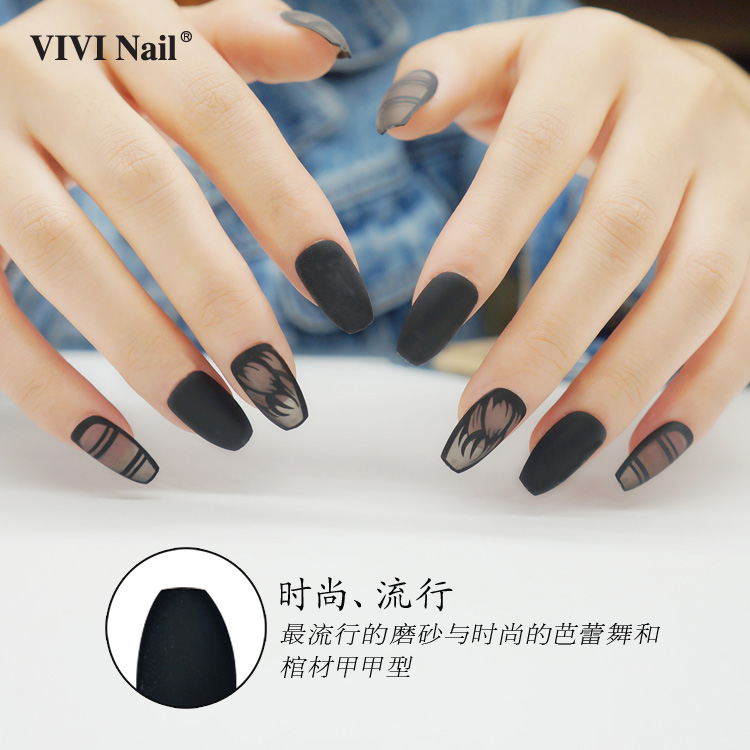 Wholesale Fashion Black Stripe Pattern Nails Patches 24 Pieces Set Nihaojewelry display picture 3