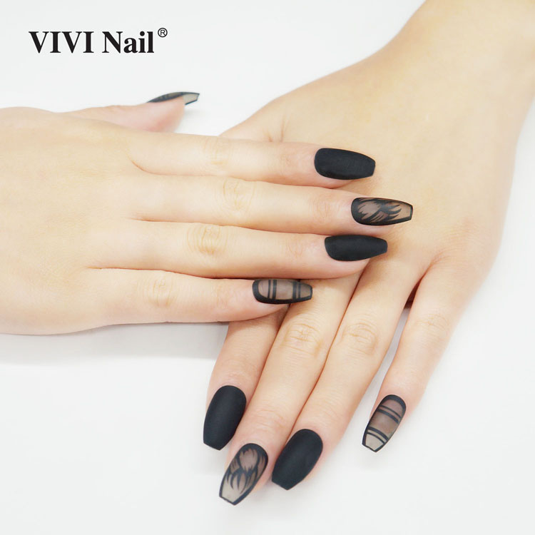 Wholesale Fashion Black Stripe Pattern Nails Patches 24 Pieces Set Nihaojewelry display picture 5