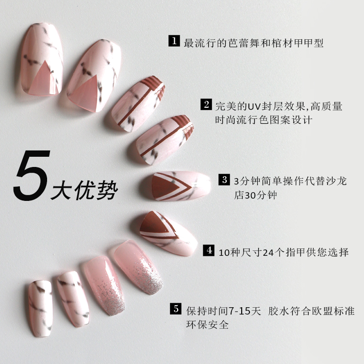 Wholesale Fashion Marble Pattern Nails Patches 24 Pieces Set Nihaojewelry display picture 3