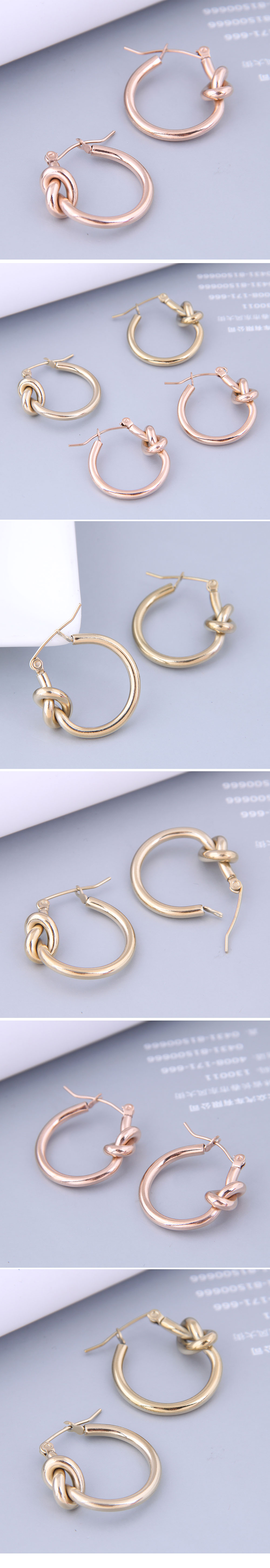 Nihaojewelry Wholesale Jewelry Fashion Simple Knotted Titanium Steel Ear Buckle display picture 1