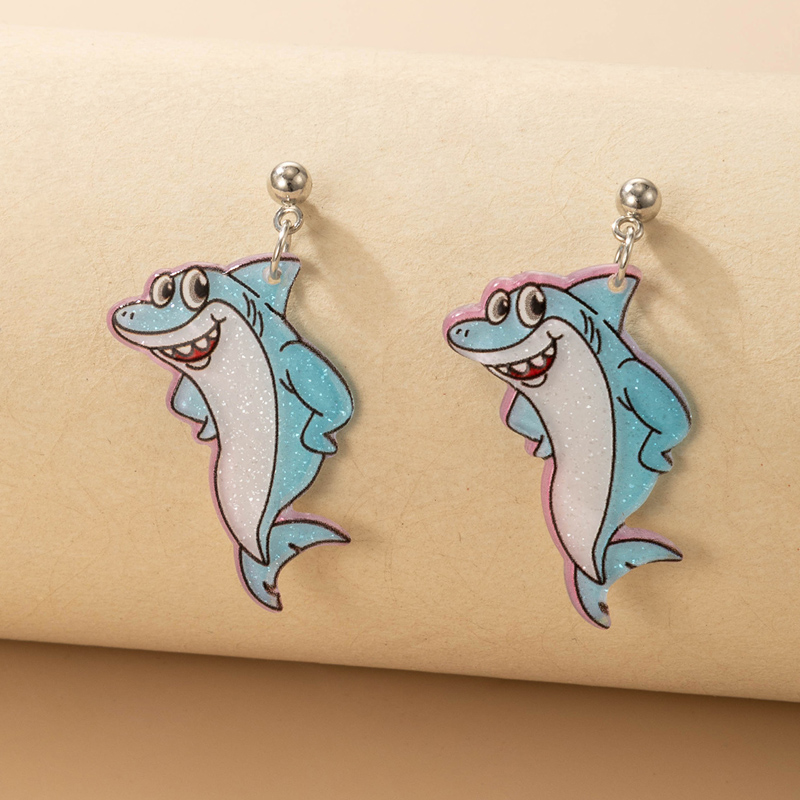 Wholesale New Cartoon Shark Butterfly Starfish Cat Dolphin Earrings Nihaojewelry display picture 1