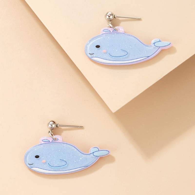 Wholesale New Cartoon Shark Butterfly Starfish Cat Dolphin Earrings Nihaojewelry display picture 3