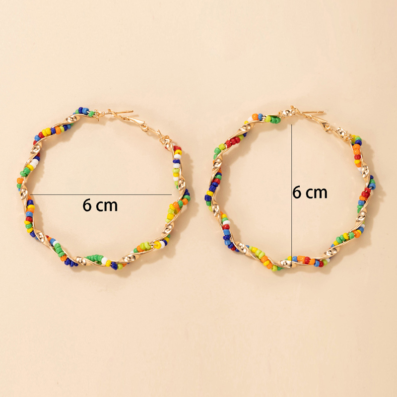 Nihaojewelry Wholesale Jewelry New Korean Circle Color Beads Alloy Earrings display picture 3