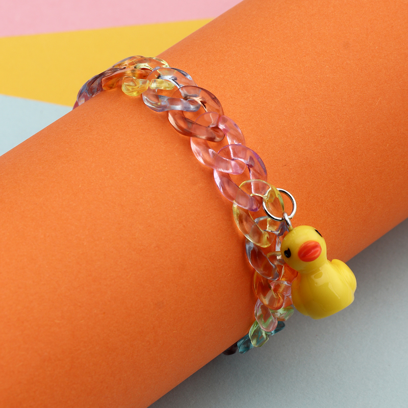 Nihaojewelry Wholesale Jewelry Simple Acrylic Transparent Chain Little Yellow Duck Pendant Bracelet display picture 1