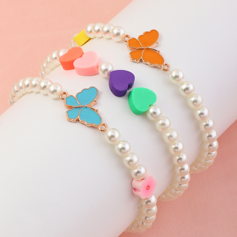 Nihaojewelry Wholesale Jewelry Heart Beaded Butterfly Pendant Children's Bracelet display picture 1