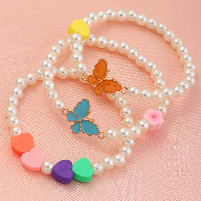 Nihaojewelry Wholesale Jewelry Heart Beaded Butterfly Pendant Children's Bracelet display picture 2