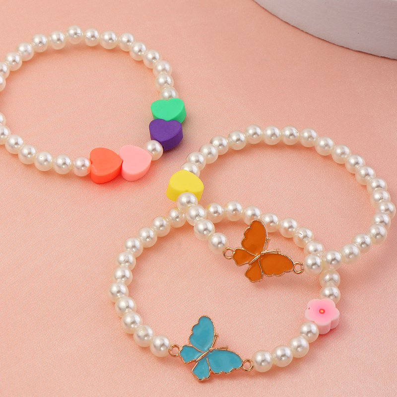 Nihaojewelry Wholesale Jewelry Heart Beaded Butterfly Pendant Children's Bracelet display picture 3