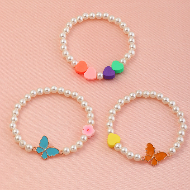 Nihaojewelry Wholesale Jewelry Heart Beaded Butterfly Pendant Children's Bracelet display picture 4