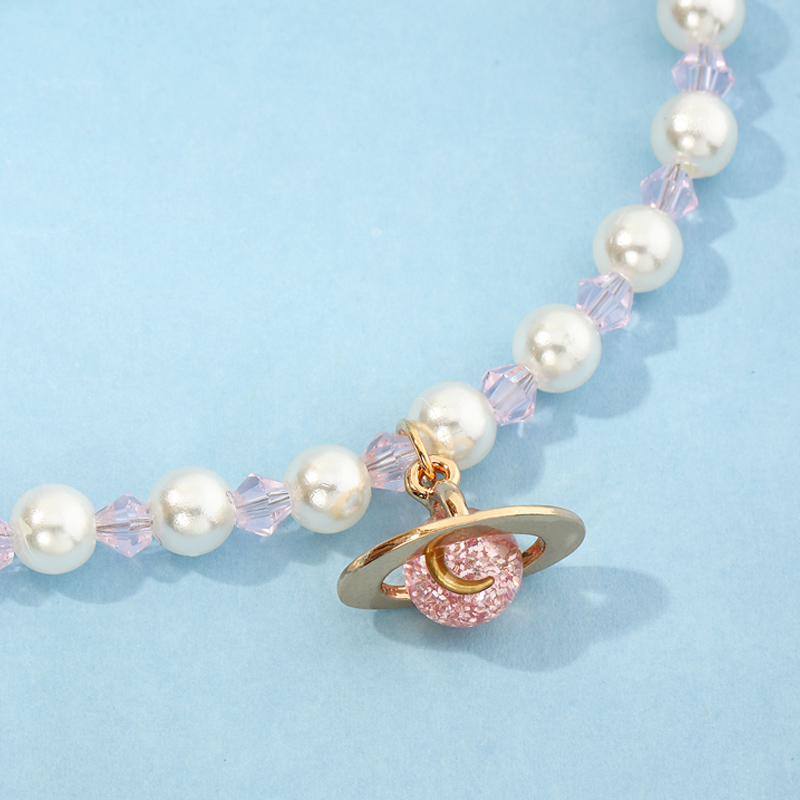 Nihaojewelry Großhandel Schmuck Einfache Natürliche Perle Rosa Saturn Diamantarmband display picture 2