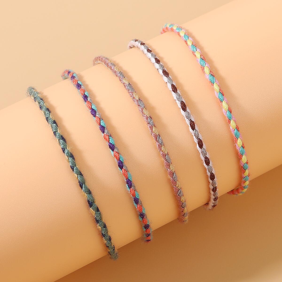 Nihaojewelry Wholesale Jewelry Simple Colorful Braided Rope Bracelet Set display picture 1