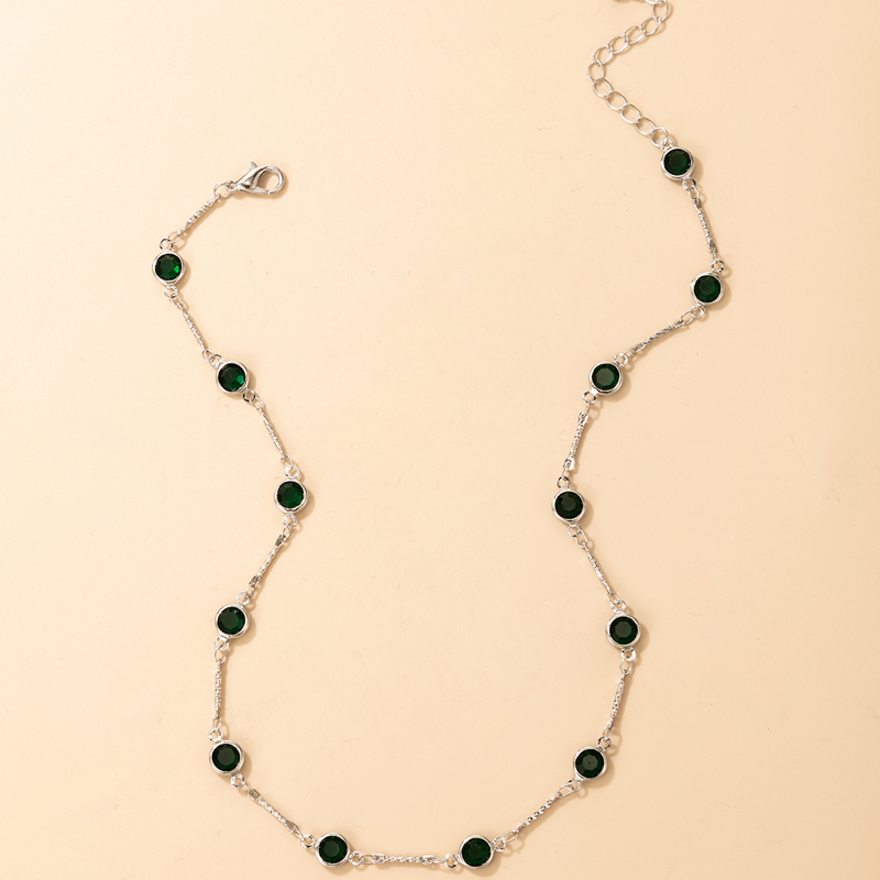 Nihaojewelry Wholesale Jewelry Fashion Green Rhinestone Short Single-layer Necklace display picture 1