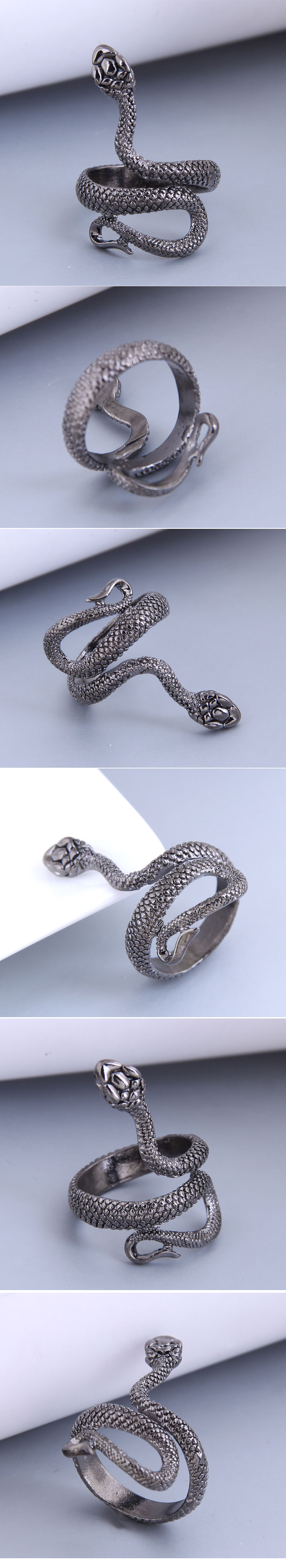 Wholesale Jewelry Retro Auspicious Snake Shaped Alloy Ring Nihaojewelry display picture 1