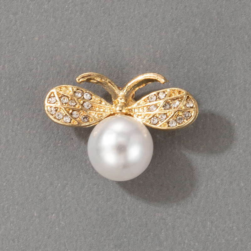 Nihaojewelry Wholesale Jewelry Korean Golden Large Pearl Bee Brooch display picture 1