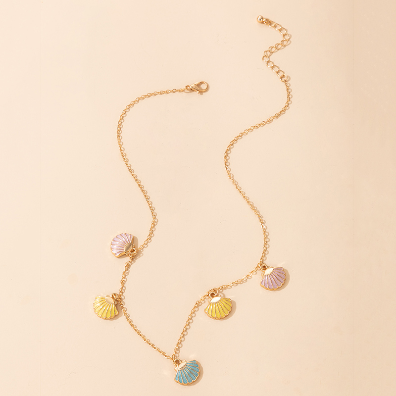 Nihaojewelry المجوهرات بالجملة الكورية نمط الملونة النفط قطرة قذيفة شرابة قلادة display picture 1