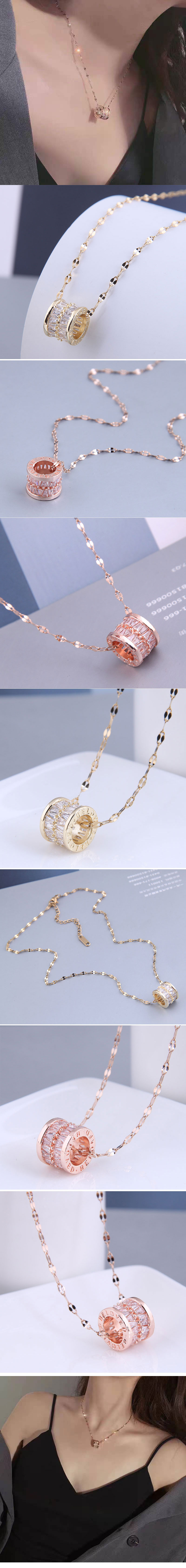 Nihaojewelry Wholesale Jewelry Simple Copper Inlaid Zirconium Hollow Cylinder Necklace display picture 1