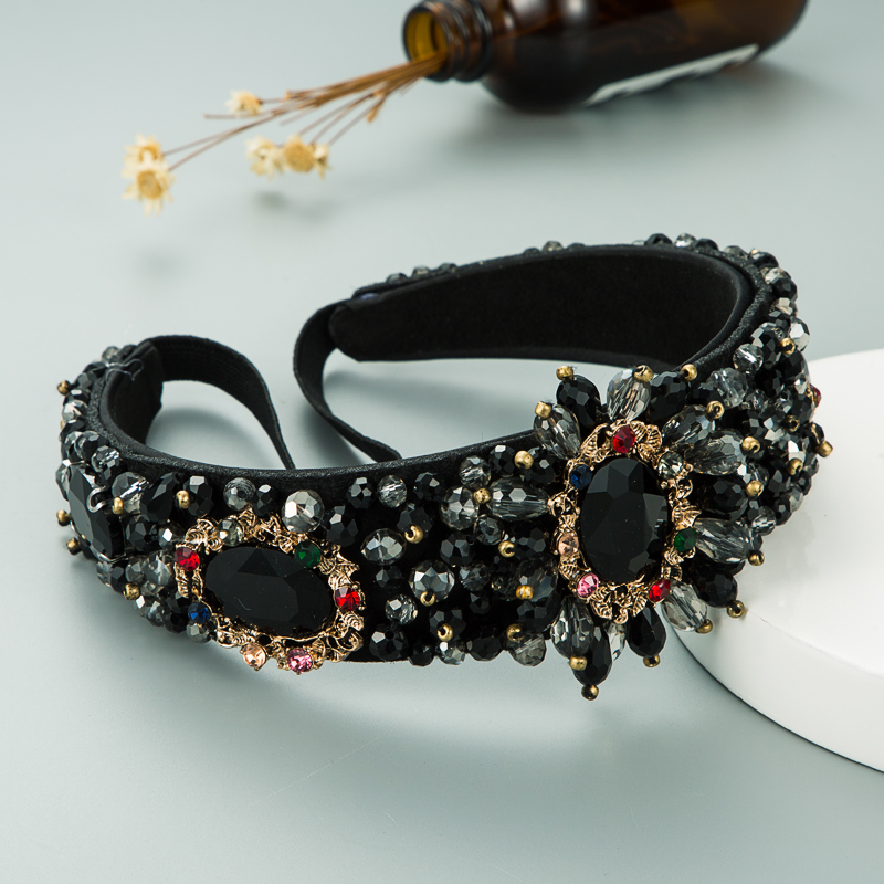 Nihaojewelry Wholesale Jewelry Baroque Retro Anti-skid Crystal Wide Headband display picture 4