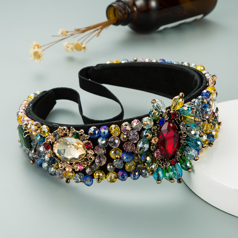 Nihaojewelry Wholesale Jewelry Baroque Retro Anti-skid Crystal Wide Headband display picture 5