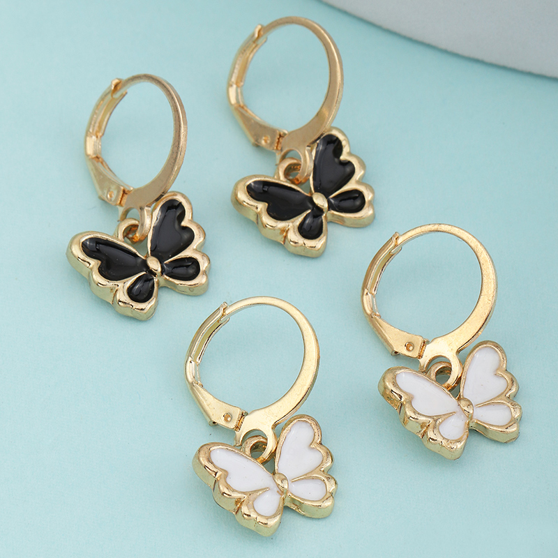 Nihaojewelry Wholesale Jewelry Fashion Black And White Butterfly Earring Set display picture 1