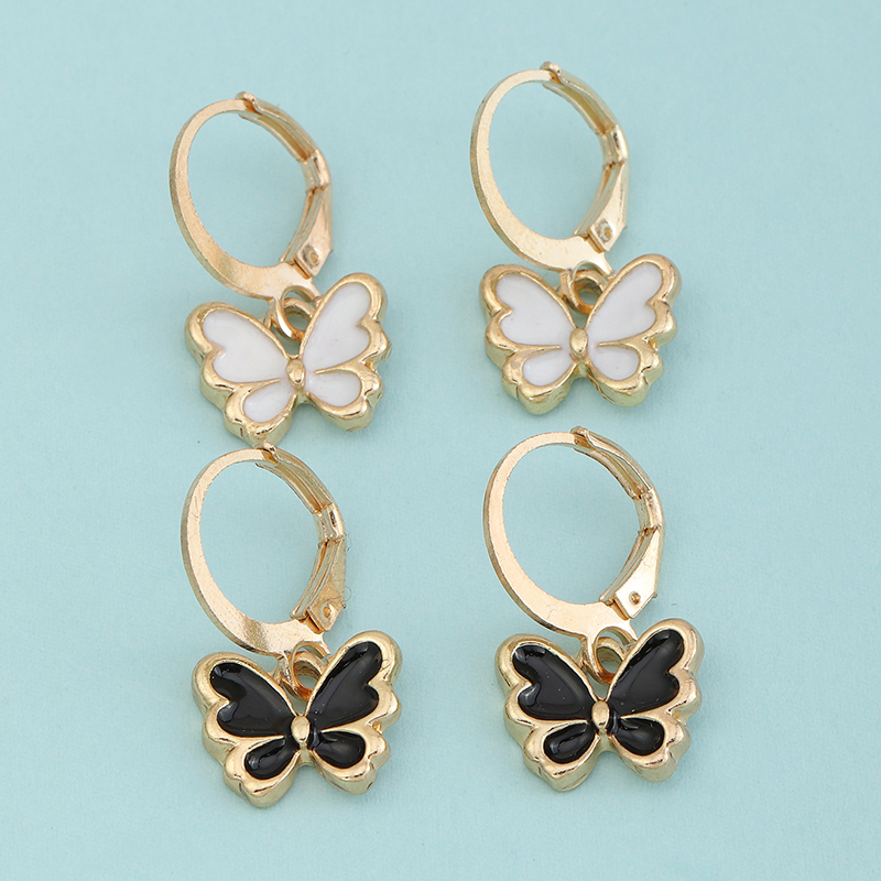 Nihaojewelry Wholesale Jewelry Fashion Black And White Butterfly Earring Set display picture 2