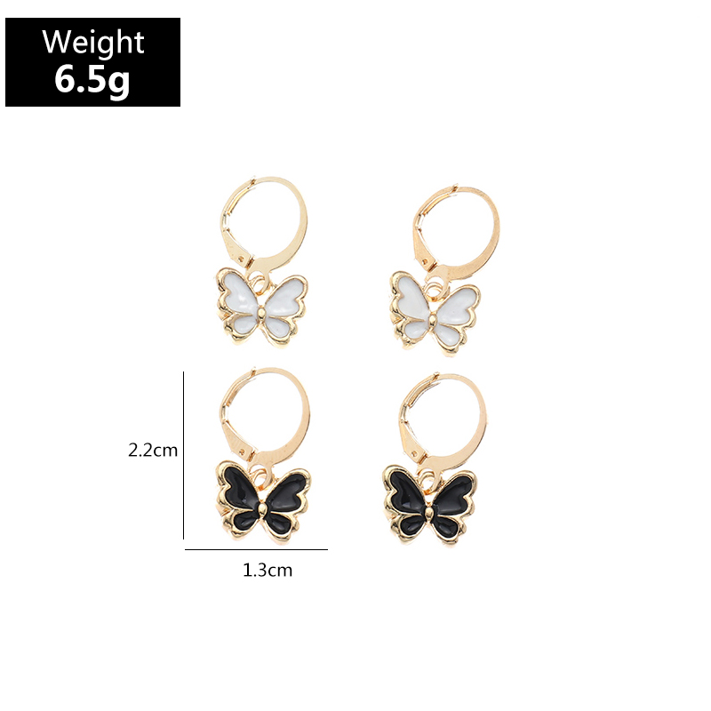 Nihaojewelry Wholesale Jewelry Fashion Black And White Butterfly Earring Set display picture 5