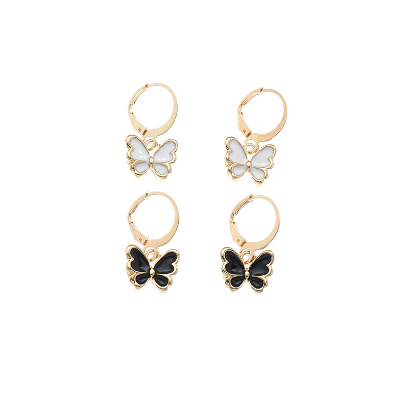 Nihaojewelry Wholesale Jewelry Fashion Black And White Butterfly Earring Set display picture 6