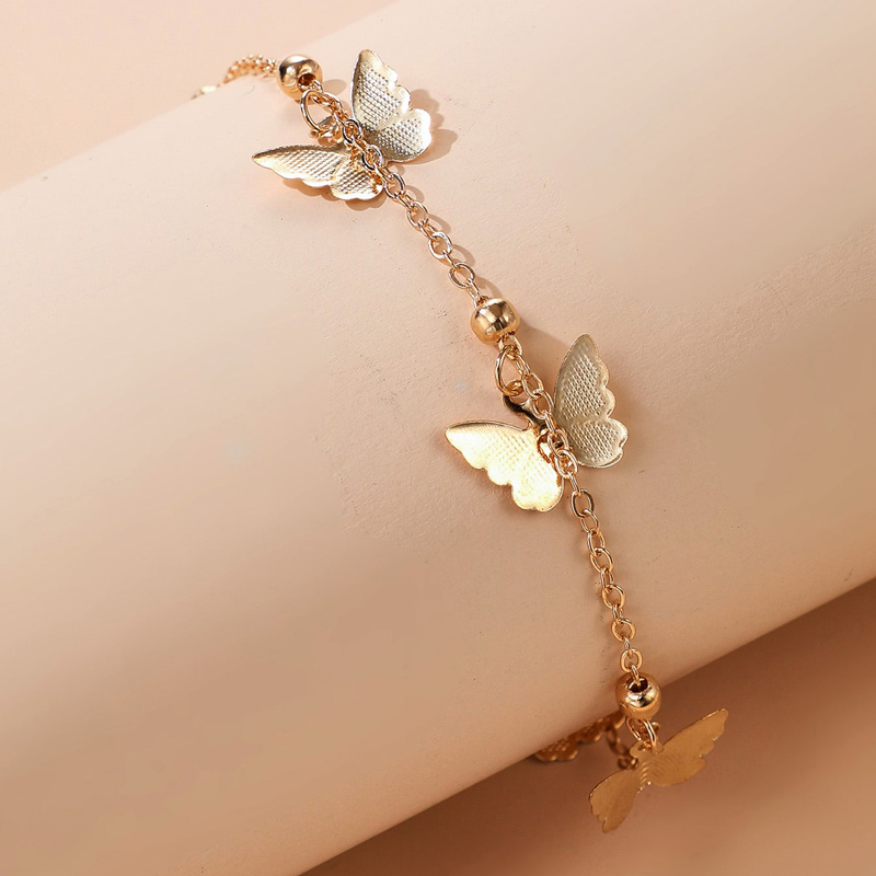 Wholesale Jewelry New Fashion Golden Butterfly Tassel Anklet Nihaojewelry display picture 1