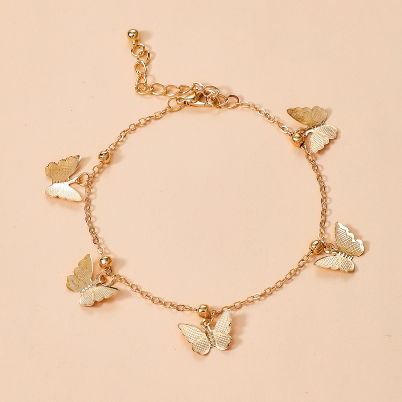 Wholesale Jewelry New Fashion Golden Butterfly Tassel Anklet Nihaojewelry display picture 2