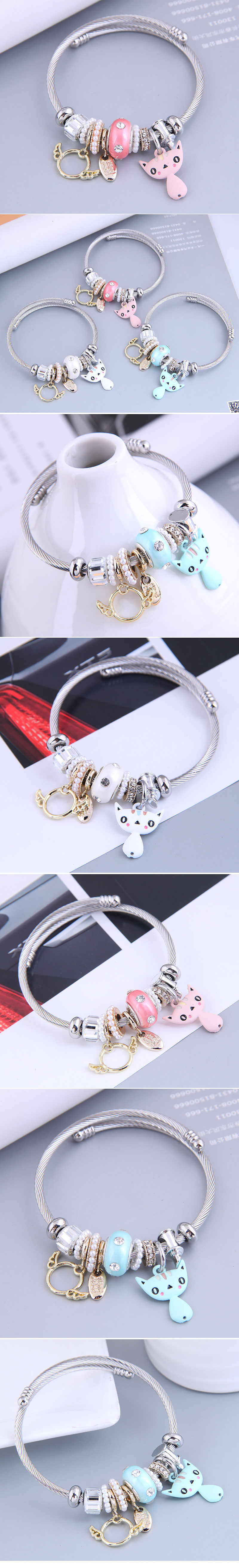 Nihaojewelry Bijoux En Gros Mode Métal Ange Chat Pendentif Géométrique Bracelet display picture 1