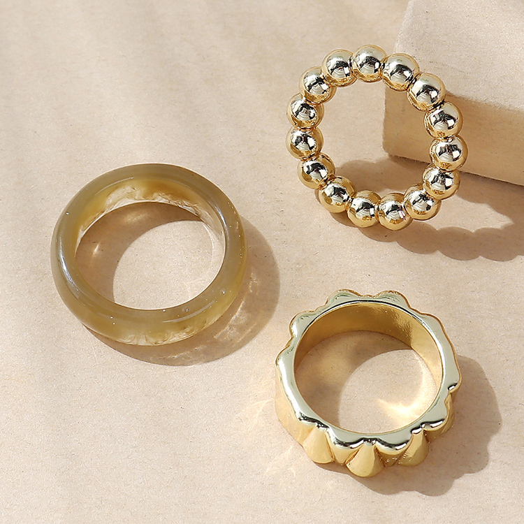 Wholesale Jewelry Korean Geometric Alloy Resin Ring Set Nihaojewelry display picture 1